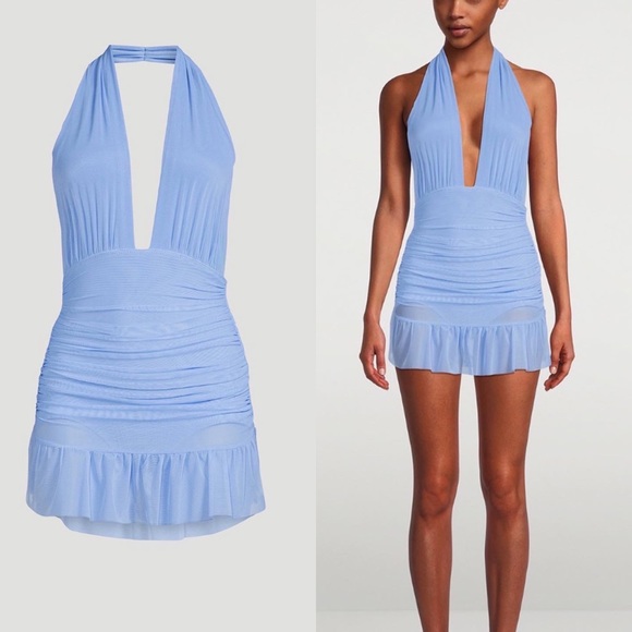 Brand new NORMA KAMALI Halter Mini Dress with Ruffle - Picture 3 of 5